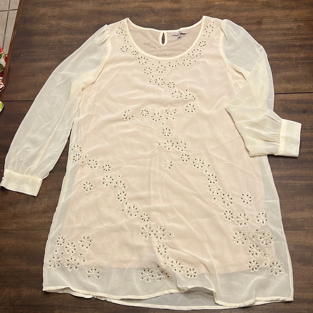 Cream dress with bronze beading